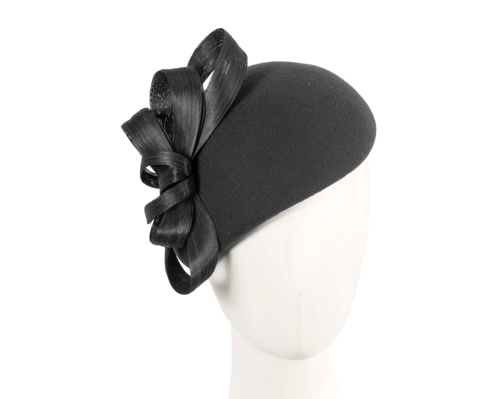 Stylish Black Felt Beret Hat By Fillies Collection